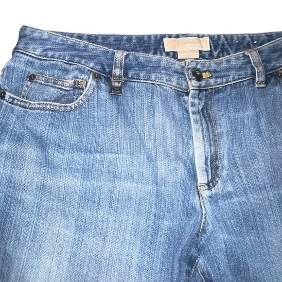 Michael Kors Women Distressed Stretch Bootcut Flare Bling Y2K Denim Jeans Sz 12 - Picture 6 of 14